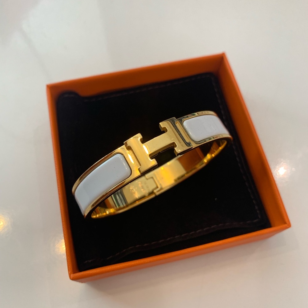 Hermès Clic H Bracelet - Blanc / White